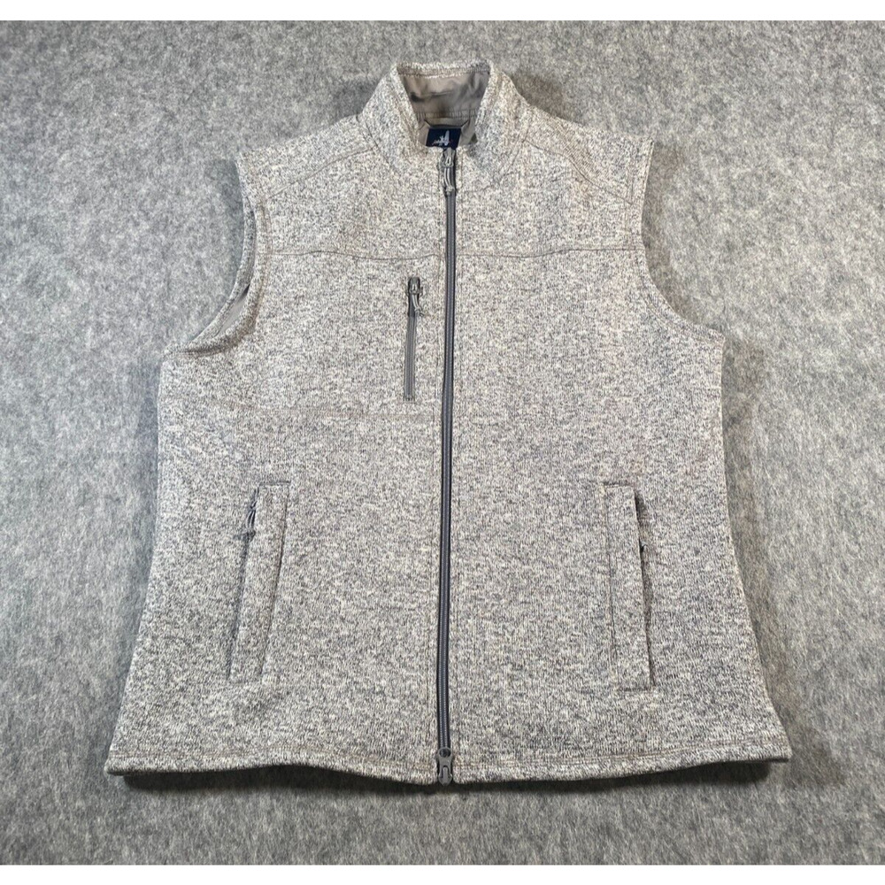Johnnie O Full Zip Fleece Vest Sweater Mens Medium Light Heather Gray